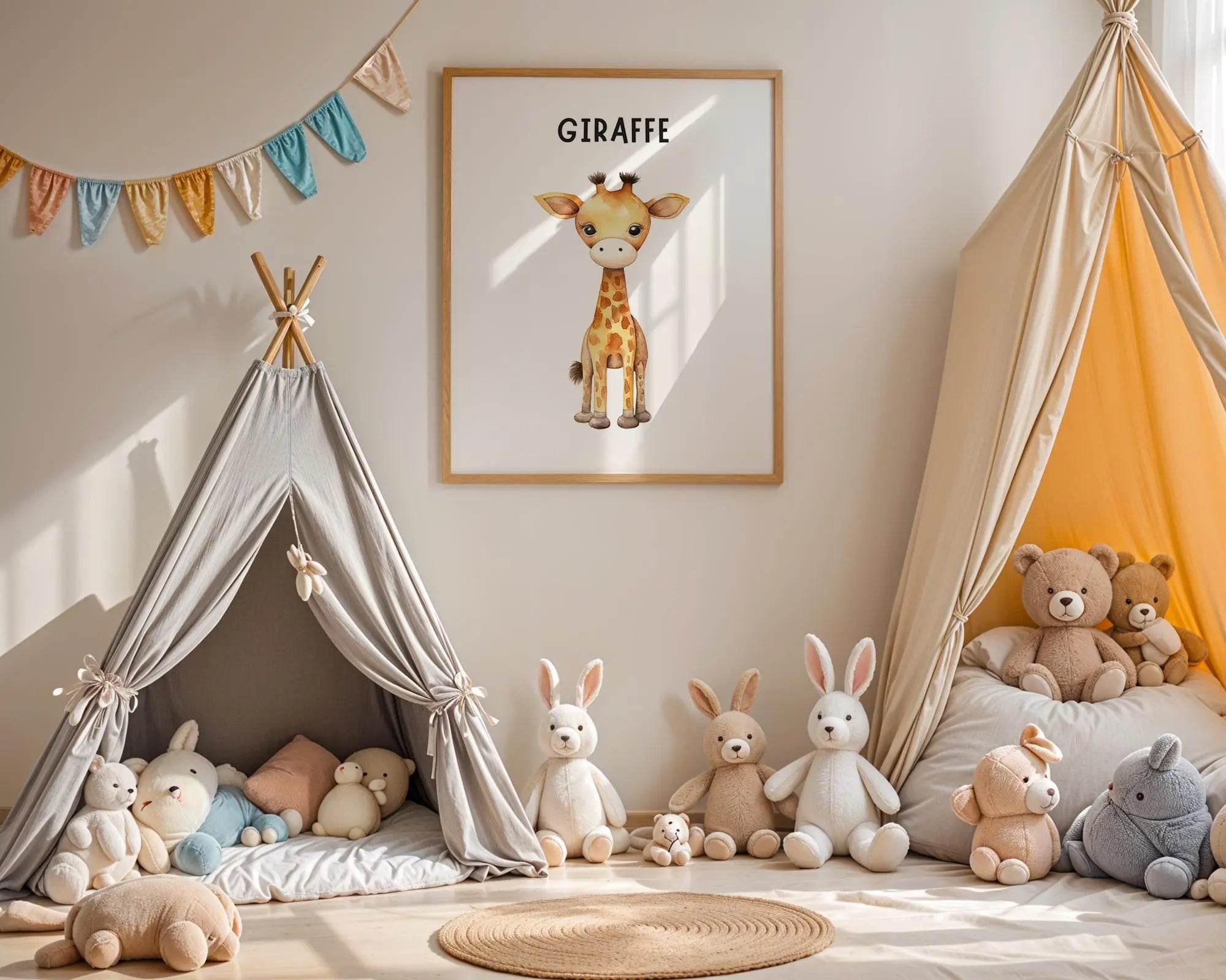 Playroom Ideas | Giraffe Nursery Wall Art | Safari Animal Baby Decor wall art print, modern home decor, unframed artwork by Nomad & Nest