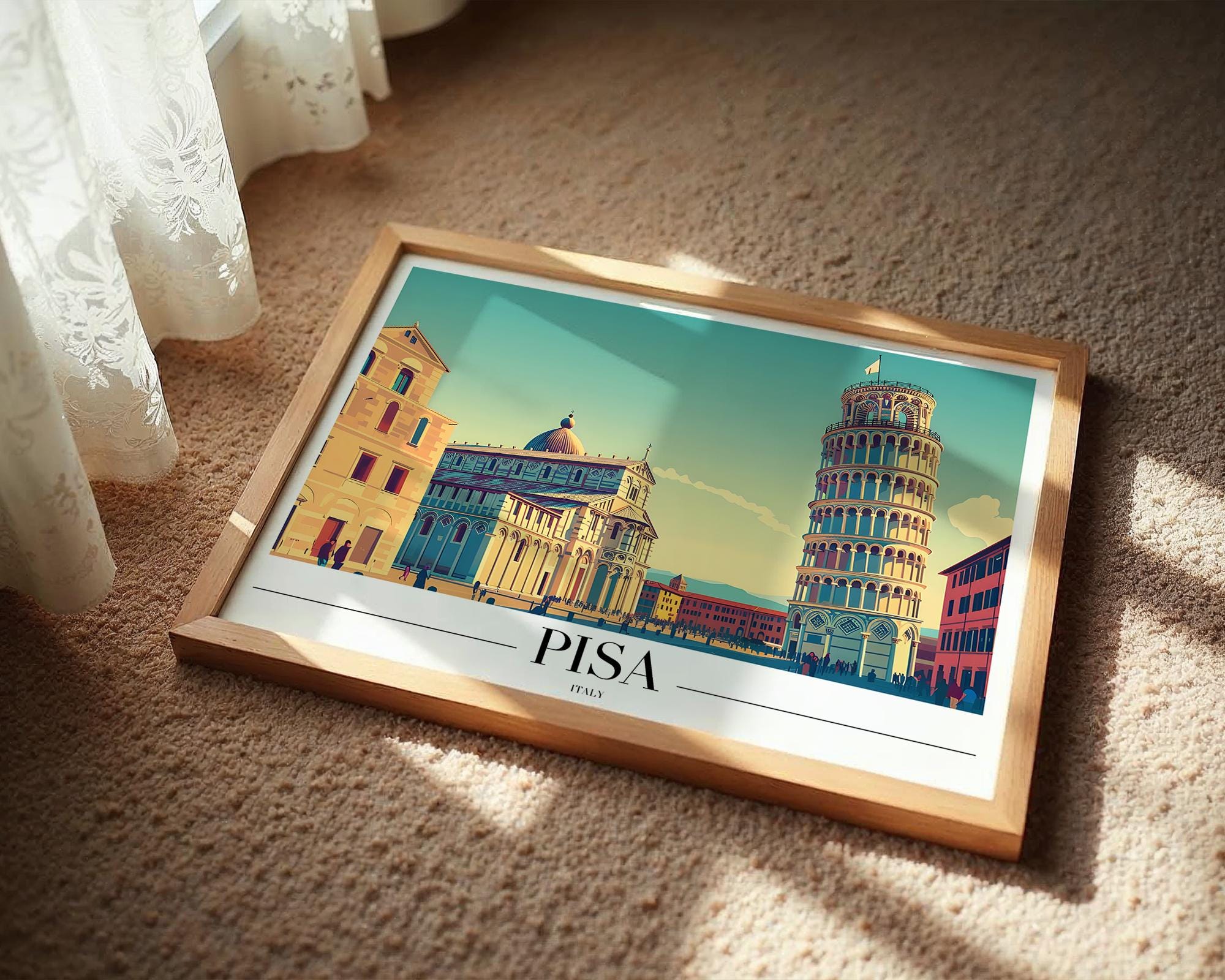 Pisa Travel Poster | Leaning Tower Print, Italian Landmark Wall Art wall art print, modern home decor, unframed artwork by Nomad & Nest