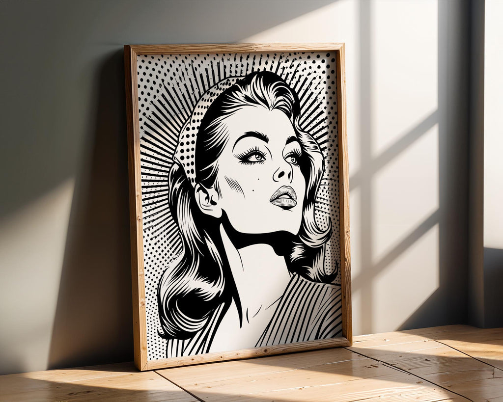 Modern Pop Art | Vintage  Woman Print | Retro Comic Book Style Poster wall art print, modern home decor, unframed artwork by Nomad & Nest