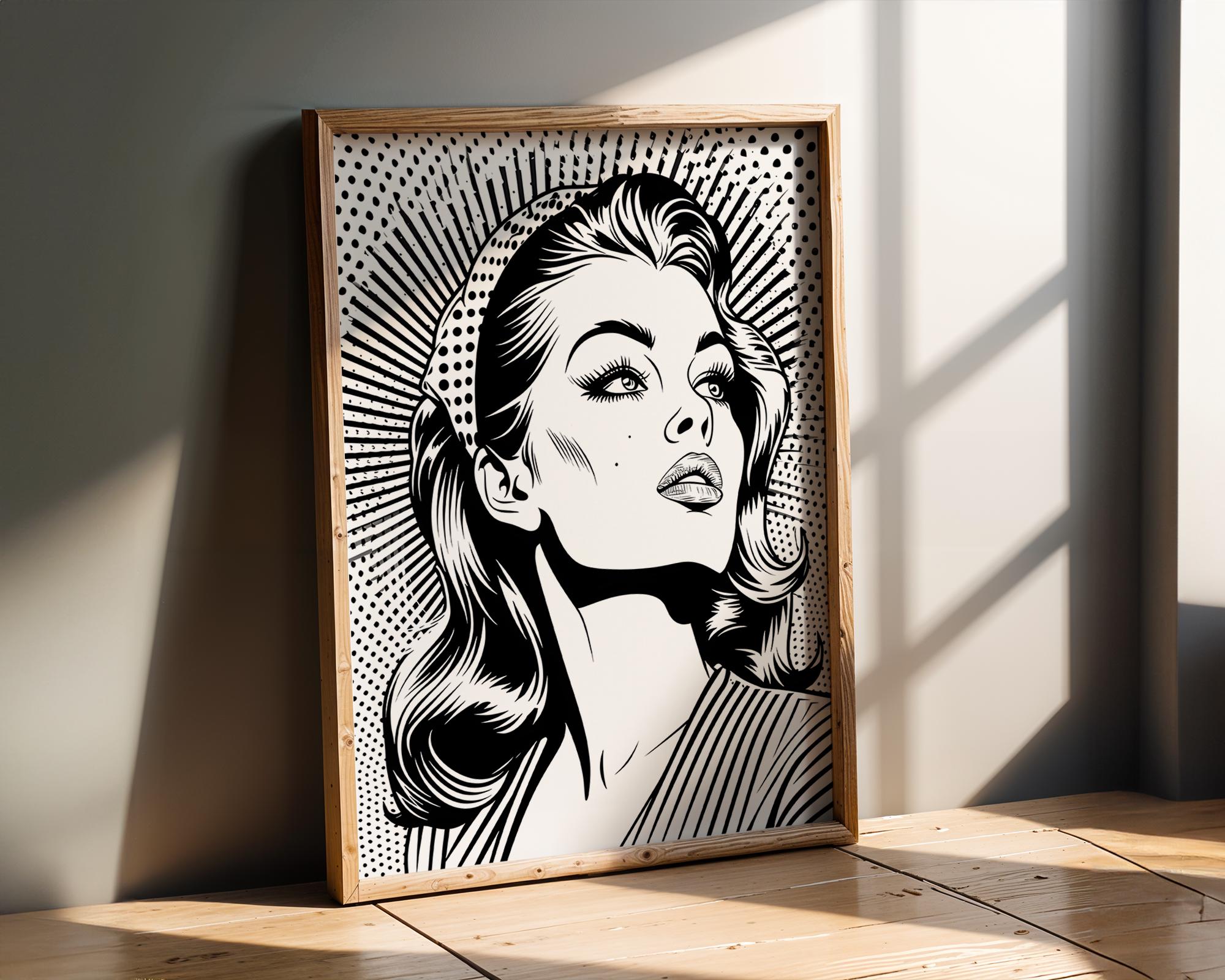 Modern Pop Art | Vintage  Woman Print | Retro Comic Book Style Poster wall art print, modern home decor, unframed artwork by Nomad & Nest