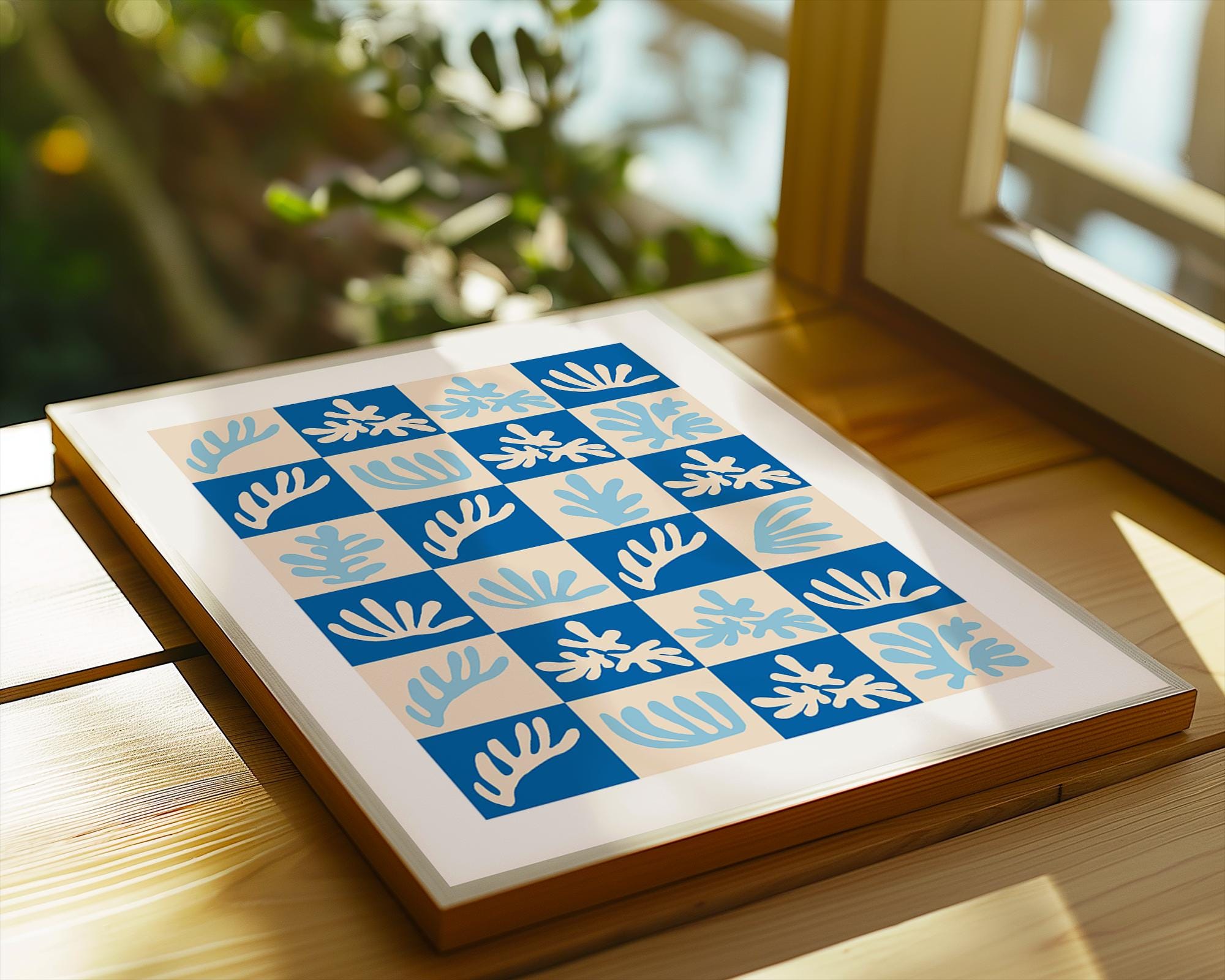 Matisse Style Blue Leaf Print | Coastal Modern Art Poster wall art print, modern home decor, unframed artwork by Nomad & Nest