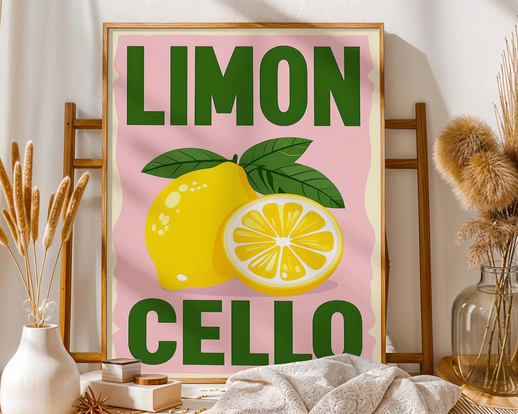 Positive Emotion | Limoncello Wall Art | Italian Lemon Illustration | Retro Kitchen Poster | Mediterranean Summer Decor wall art print, modern home decor, unframed artwork by Nomad & Nest