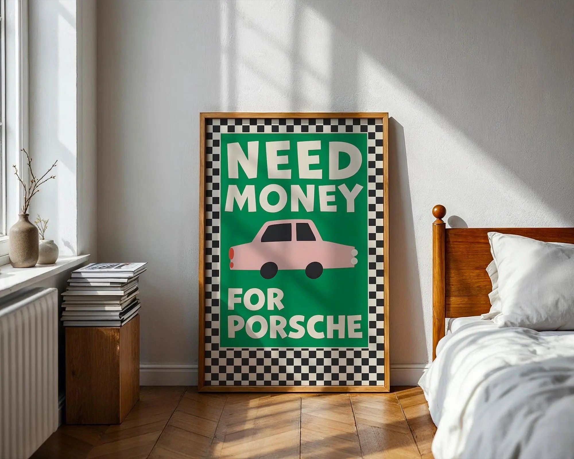 Need Money For Porsche Poster | Funny Car Quote Art wall art print, modern home decor, unframed artwork by Nomad & Nest