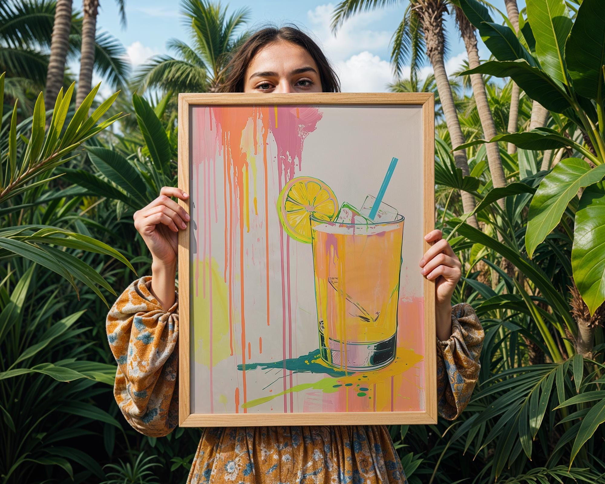 Colourful Prints | Neon Citrus Cocktail Print | Summer Drink Pop Art wall art print, modern home decor, unframed artwork by Nomad & Nest