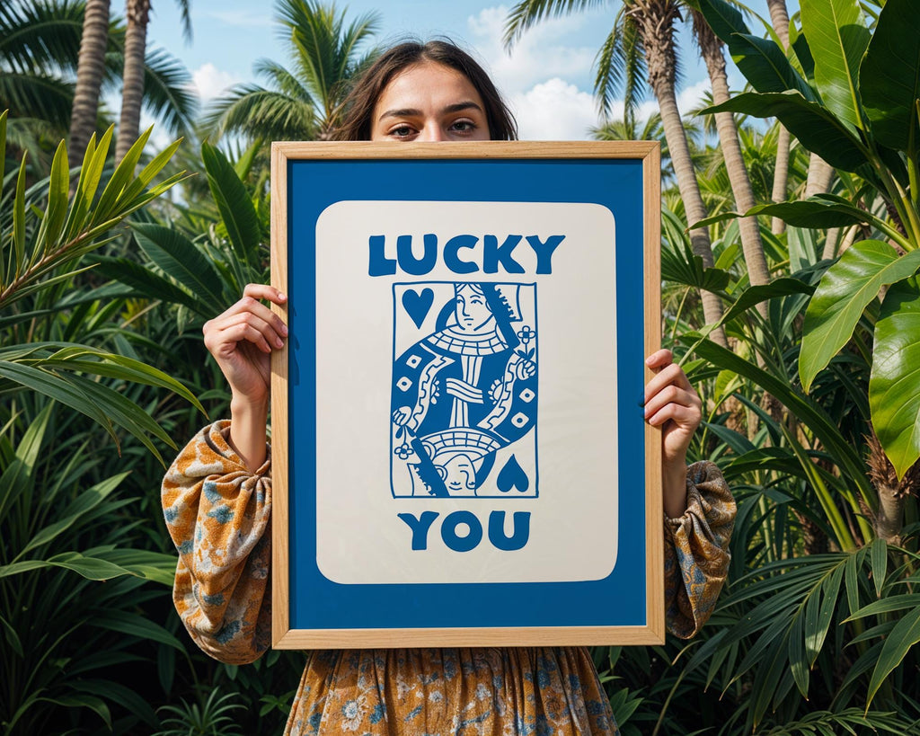 Lucky You Playing Card Print | Retro Pop Art Poster wall art print, modern home decor, unframed artwork by Nomad & Nest