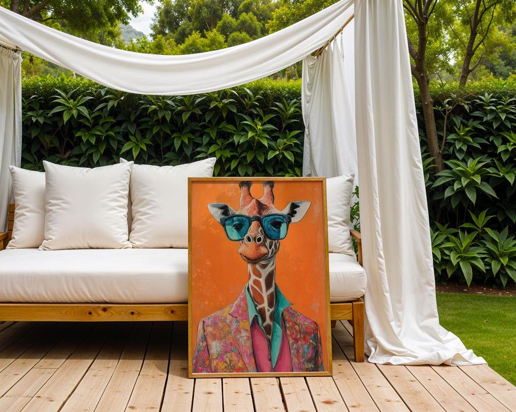 Giraffe in Sunglasses Wall Art | Retro Pop Print wall art print, modern home decor, unframed artwork by Nomad & Nest