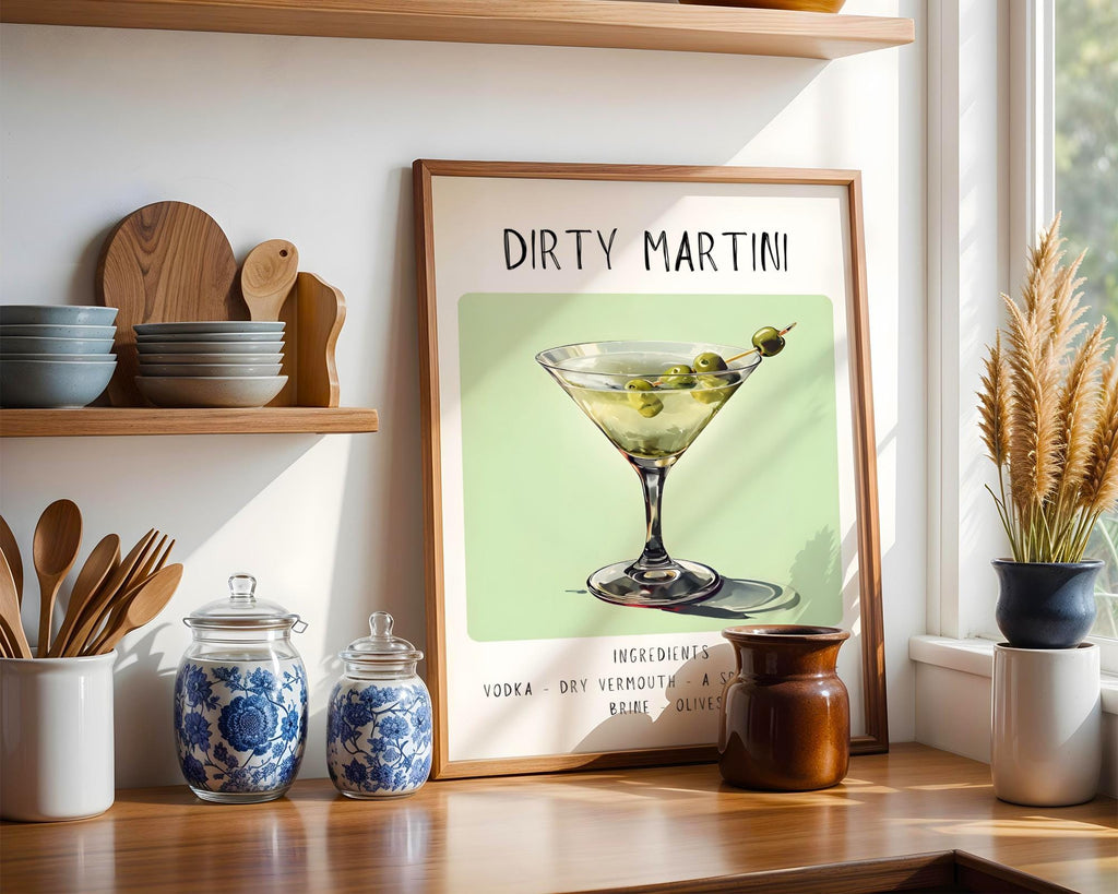 Dirty Martini Cocktail Art Print | Minimalist Bar Cart Decor wall art print, modern home decor, unframed artwork by Nomad & Nest