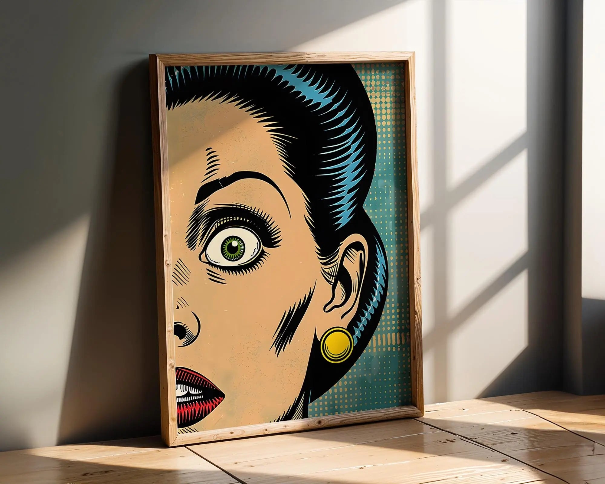 Modern Pop Art | Retro  Woman Portrait Print | Mid-Century Modern Comic Poster wall art print, modern home decor, unframed artwork by Nomad & Nest