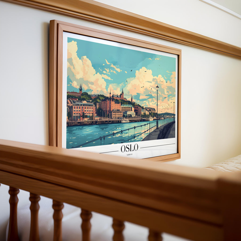 Oslo Norway Travel Poster | Scandinavian Cityscape Art Print wall art print, modern home decor, unframed artwork by Nomad & Nest