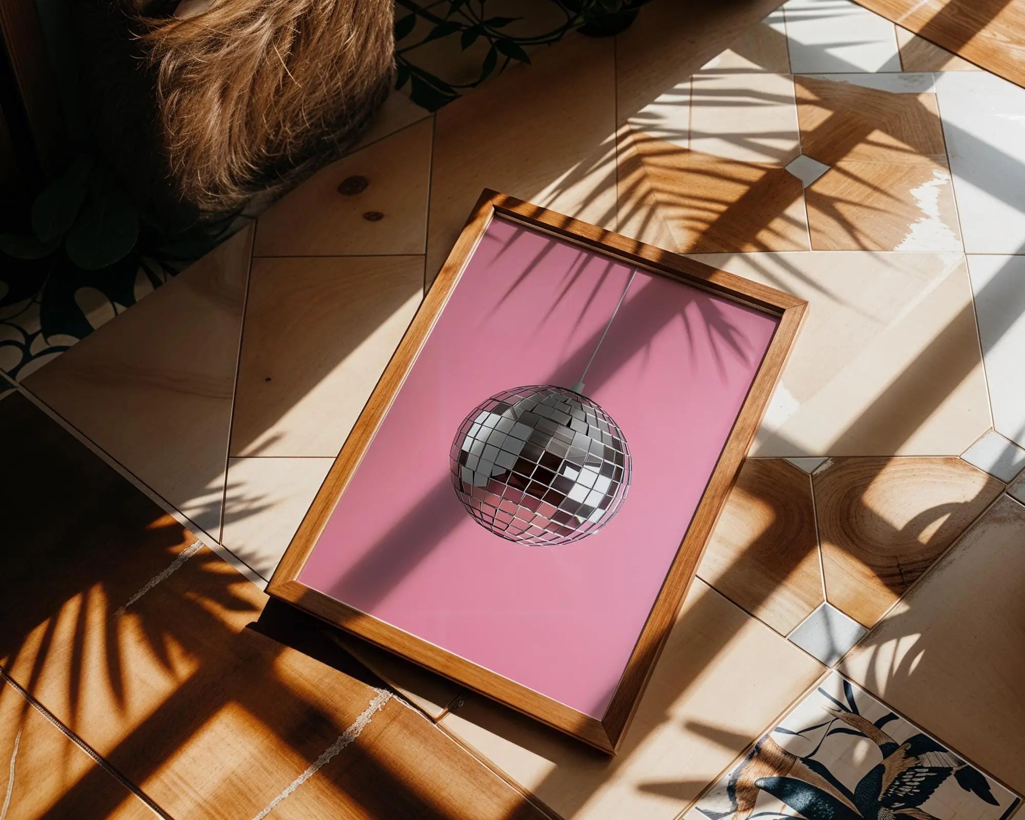Modern Pop Art | Pink Disco Ball Print | Modern Minimalist wall art print, modern home decor, unframed artwork by Nomad & Nest