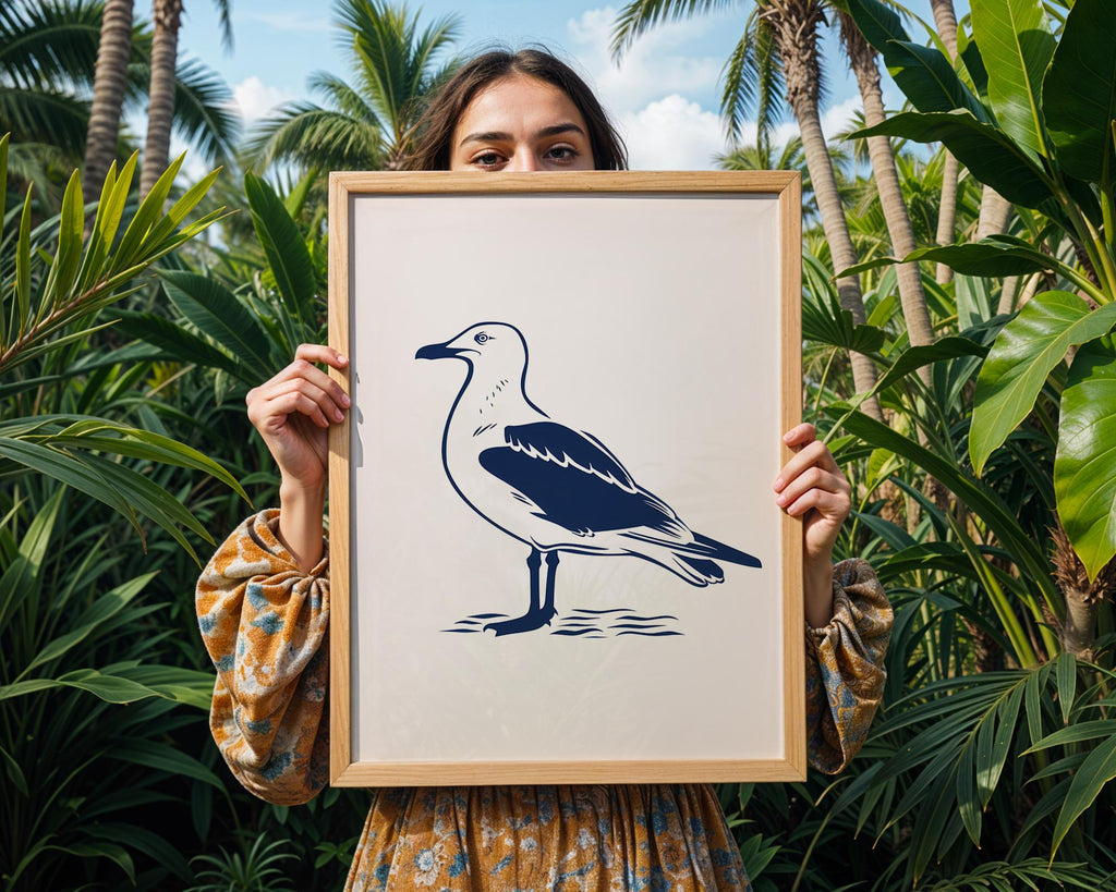 Sea Gull Art Print | Coastal Bird Poster, Modern Wildlife Artwork wall art print, modern home decor, unframed artwork by Nomad & Nest