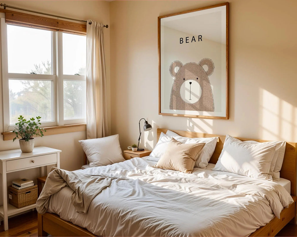 Minimalist Bear Nursery Print | Scandinavian Kids Room Decor wall art print, modern home decor, unframed artwork by Nomad & Nest