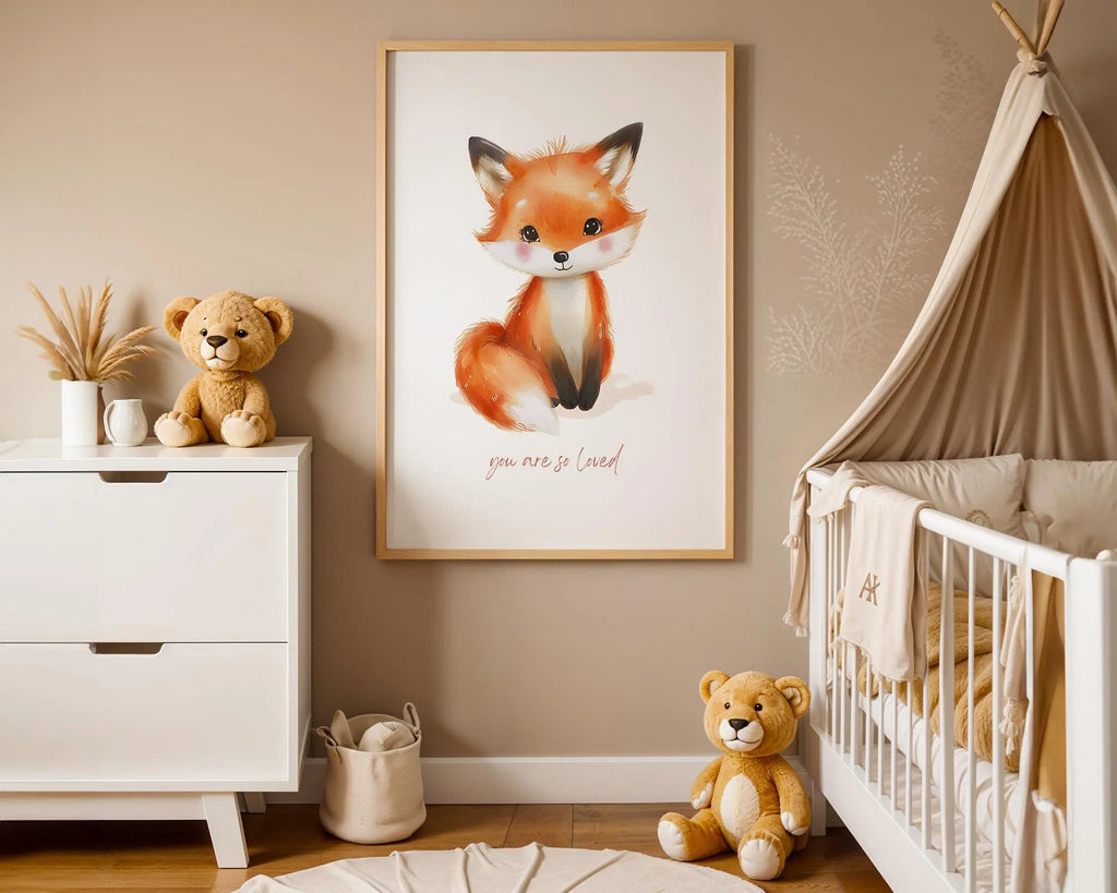 Playroom Ideas | Fox Nursery Wall Art | Woodland Animal Baby Illustration wall art print, modern home decor, unframed artwork by Nomad & Nest