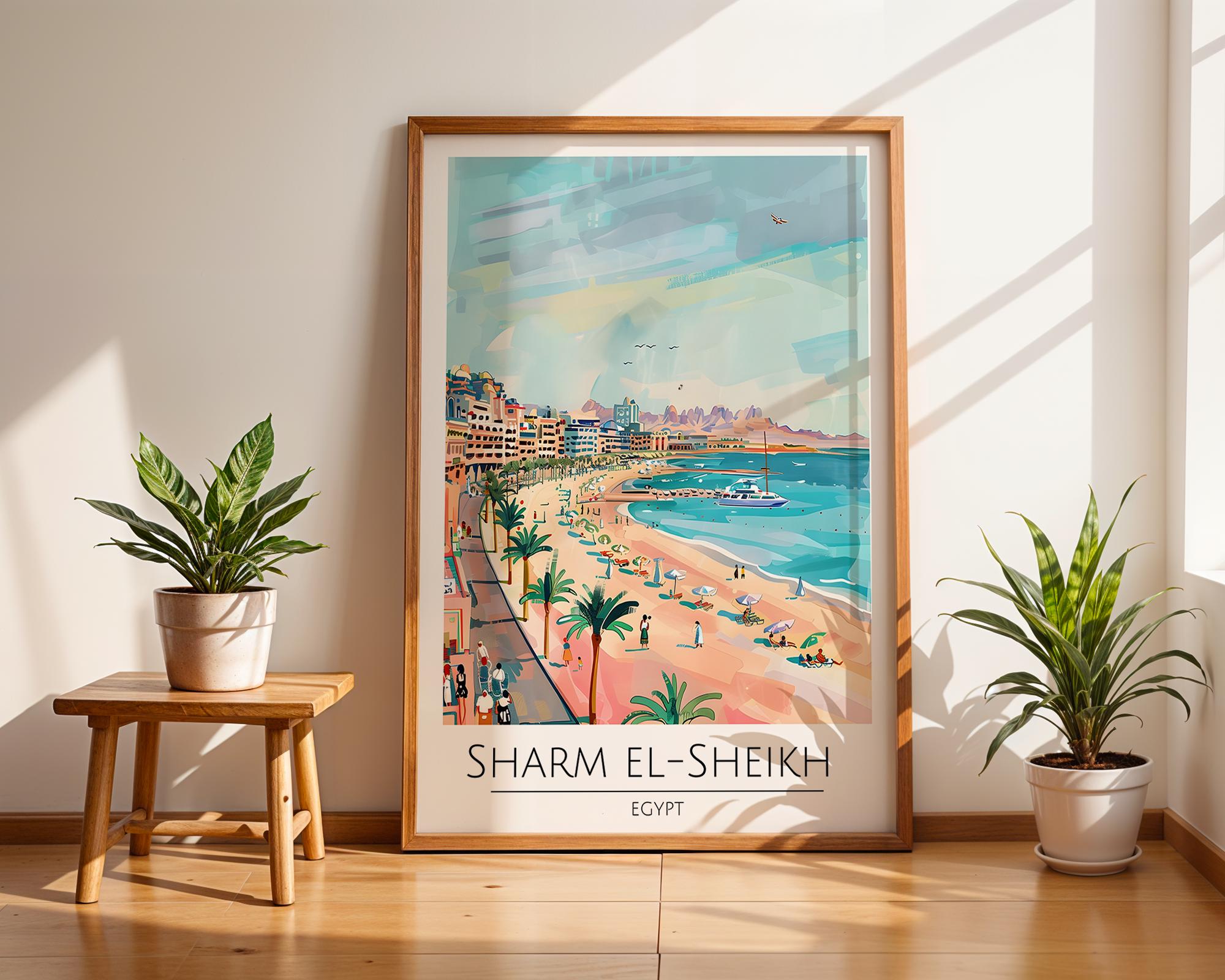 Sharm El Sheikh Egypt Travel Poster | Red Sea Coastal Art Print wall art print, modern home decor, unframed artwork by Nomad & Nest