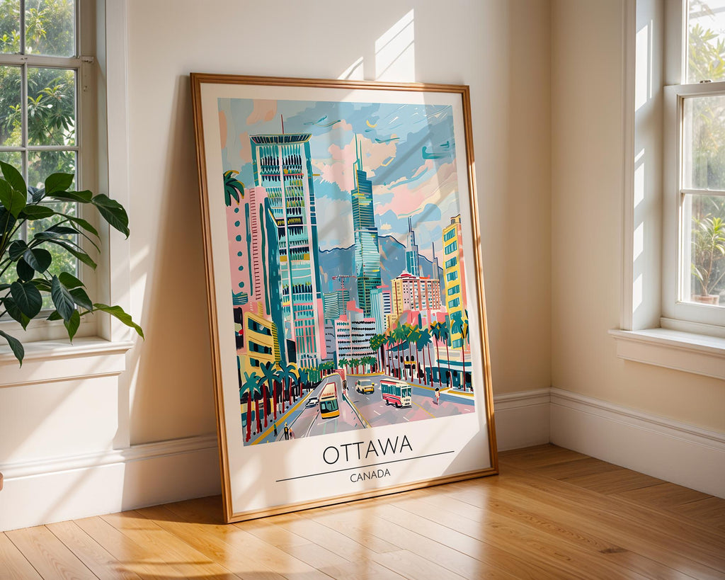 Ottawa Canada Travel Poster | Colorful Cityscape Wall Art wall art print, modern home decor, unframed artwork by Nomad & Nest