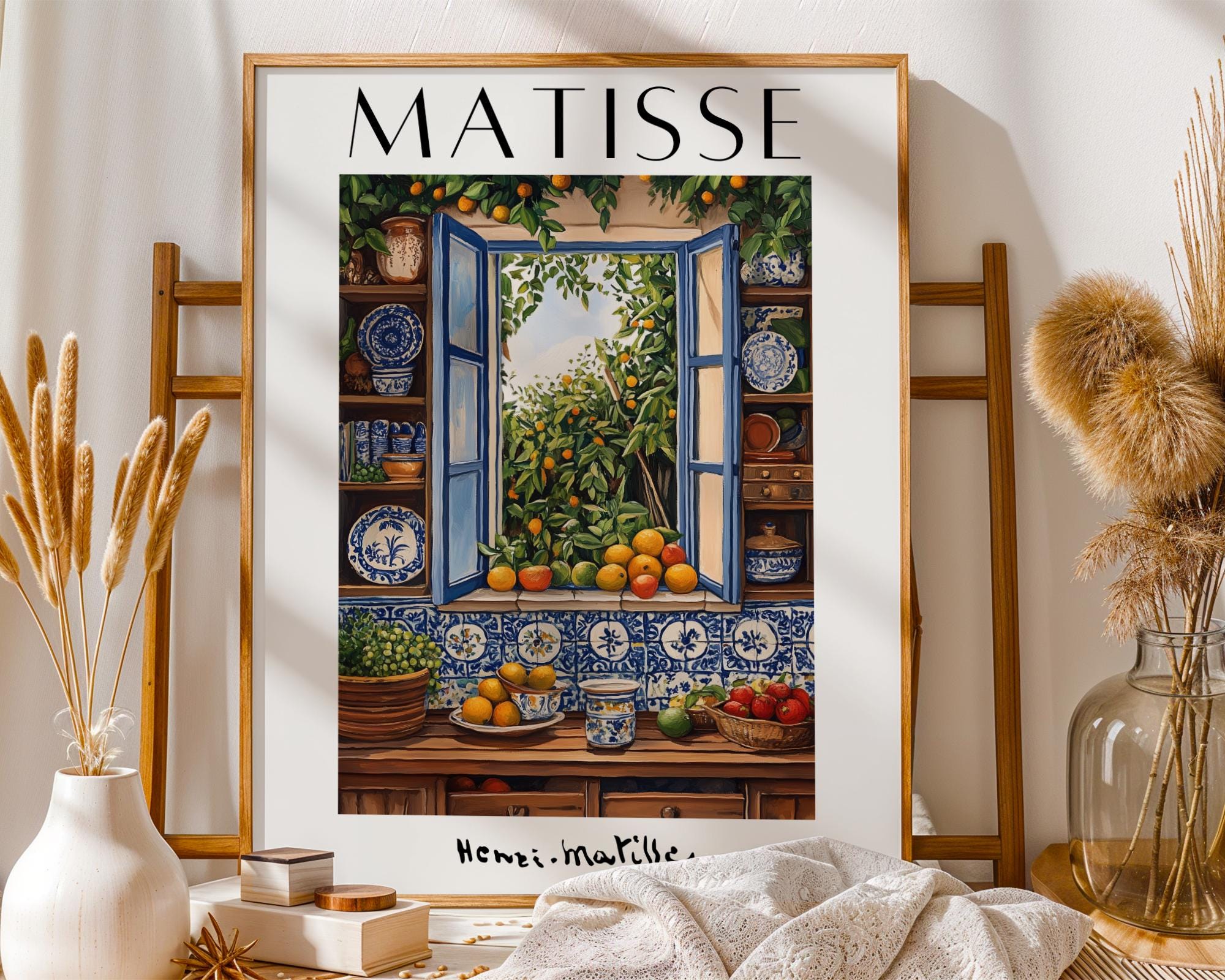 Henri Matisse Print | Inspired Kitchen  | Open Window, Fruit Still Life wall art print, modern home decor, unframed artwork by Nomad & Nest