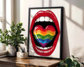 Positive Emotion | Rainbow Lips Wall Art | Pride Pop Art Print | Bold LGBTQ+ Statement Poster wall art print, modern home decor, unframed artwork by Nomad & Nest