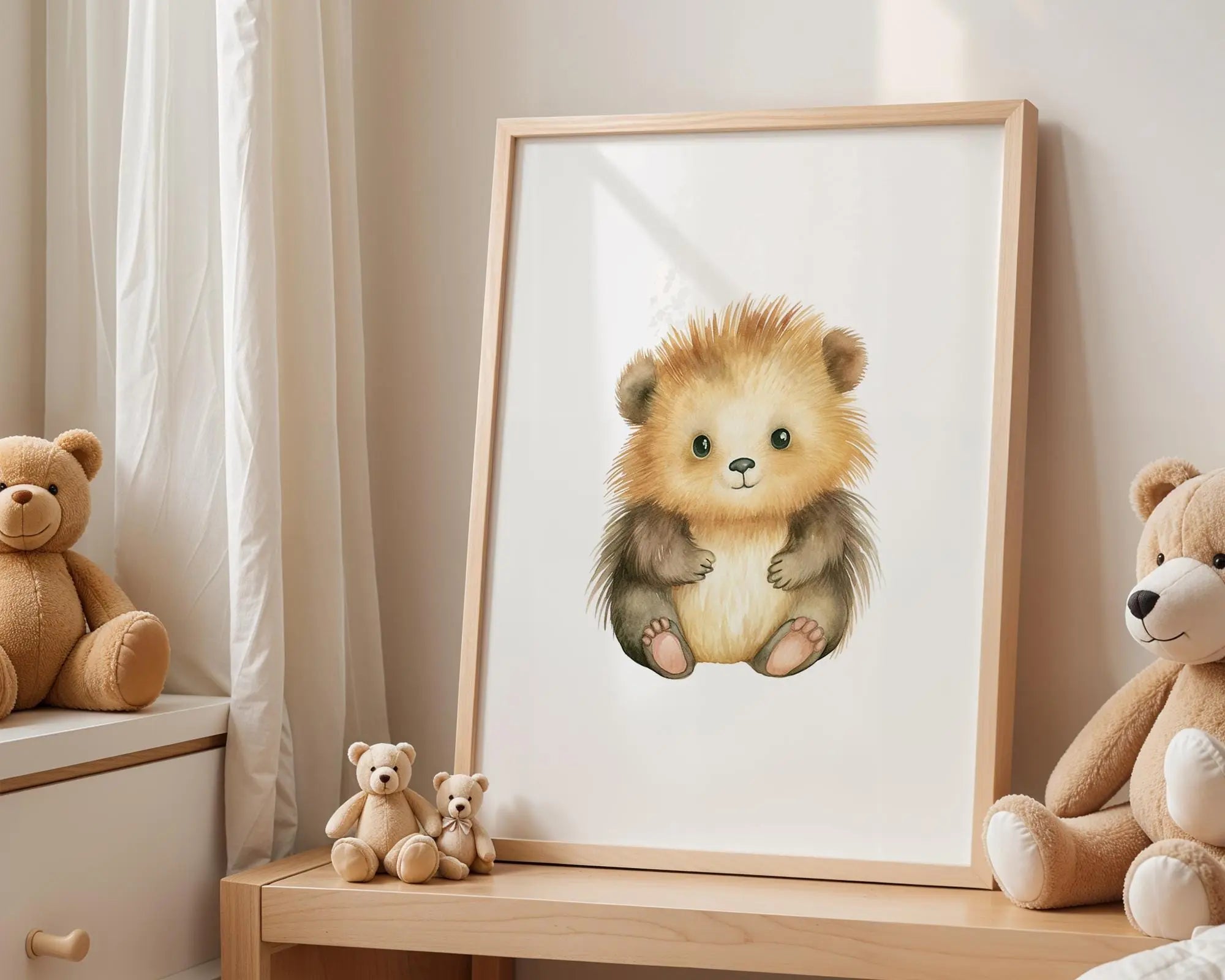 Playroom Ideas | Hedgehog Nursery Wall Art | Woodland Animal Baby Print wall art print, modern home decor, unframed artwork by Nomad & Nest