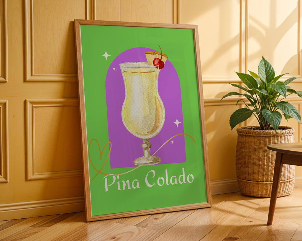 Pina Colada Cocktail Art Print | Colorful Tropical Bar Decor wall art print, modern home decor, unframed artwork by Nomad & Nest