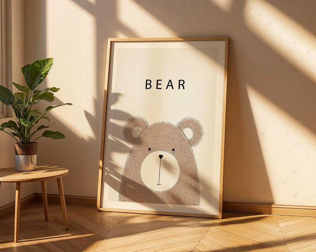 Minimalist Bear Nursery Print | Scandinavian Kids Room Decor wall art print, modern home decor, unframed artwork by Nomad & Nest