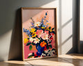 Modern Pop Art | Floral Bouquet Print | Colourful Blue Vase Decor wall art print, modern home decor, unframed artwork by Nomad & Nest