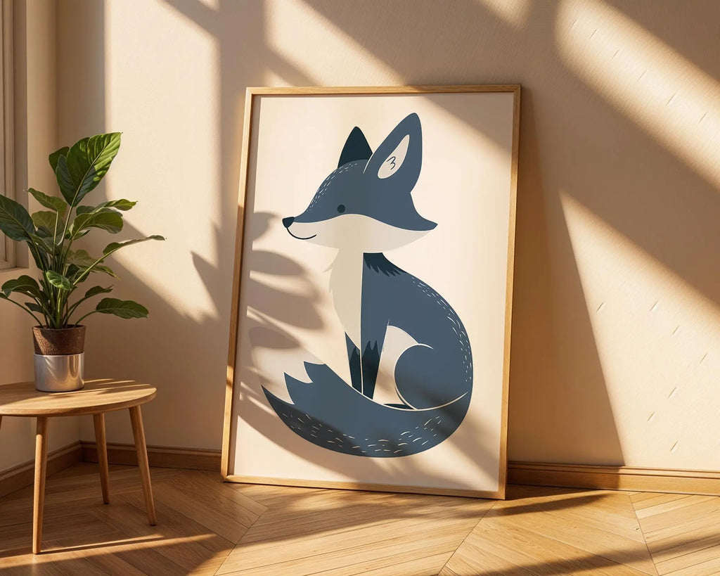 Blue Fox Nursery Print, Scandinavian Woodland Animal Poster wall art print, modern home decor, unframed artwork by Nomad & Nest