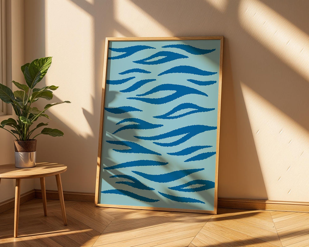 Blue Tiger Stripe Print | Abstract Animal Pattern Poster wall art print, modern home decor, unframed artwork by Nomad & Nest
