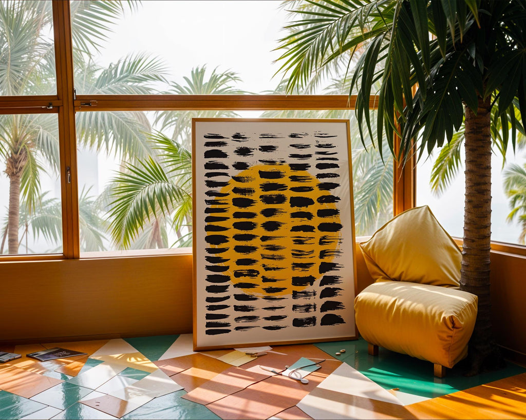 Yellow Sun Abstract Print | Modern Brushstroke Wall Art wall art print, modern home decor, unframed artwork by Nomad & Nest