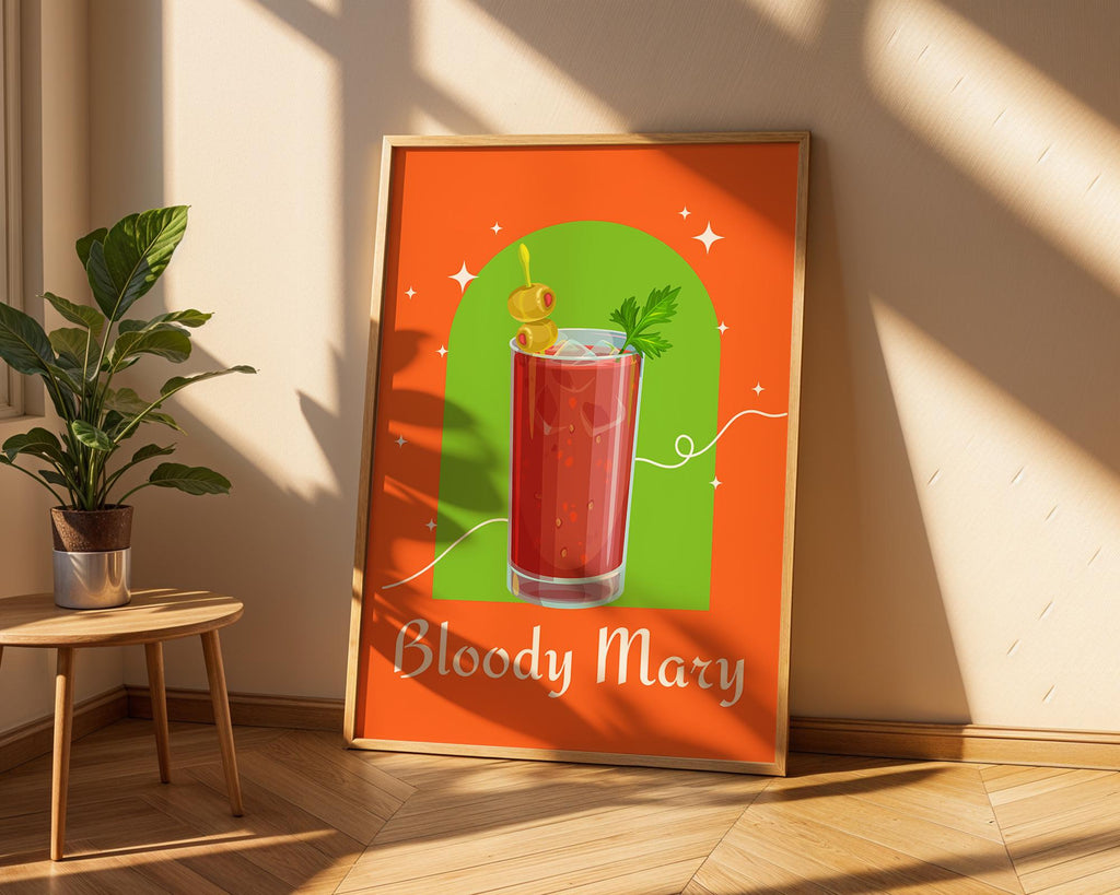 Bloody Mary Cocktail Print | Retro Modern Bar Illustration wall art print, modern home decor, unframed artwork by Nomad & Nest