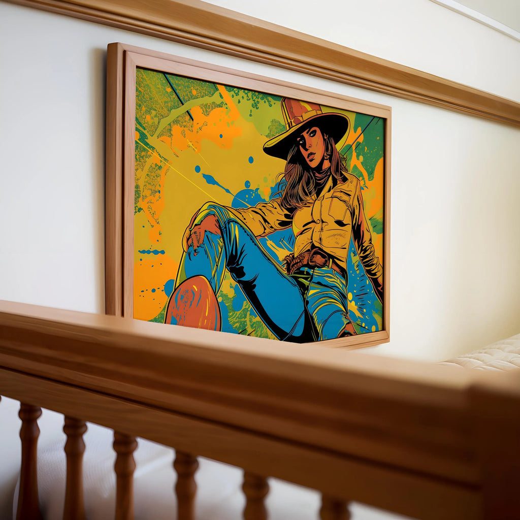 Modern Pop Art | Cowgirl Print, Retro Western Decor, Boho Home wall art print, modern home decor, unframed artwork by Nomad & Nest