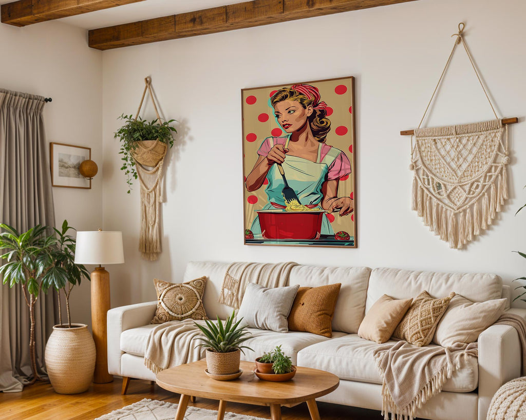 Modern Pop Art | 1950s Housewife Print | Retro  Kitchen  Decor wall art print, modern home decor, unframed artwork by Nomad & Nest