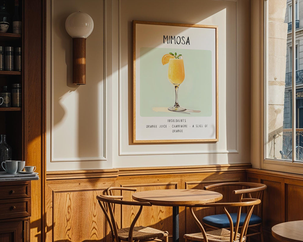 Mimosa Cocktail Art Print | Trendy Bar Cart Poster wall art print, modern home decor, unframed artwork by Nomad & Nest