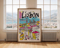 Lisbon Travel Poster | Colorful Cityscape Illustration Art Print wall art print, modern home decor, unframed artwork by Nomad & Nest