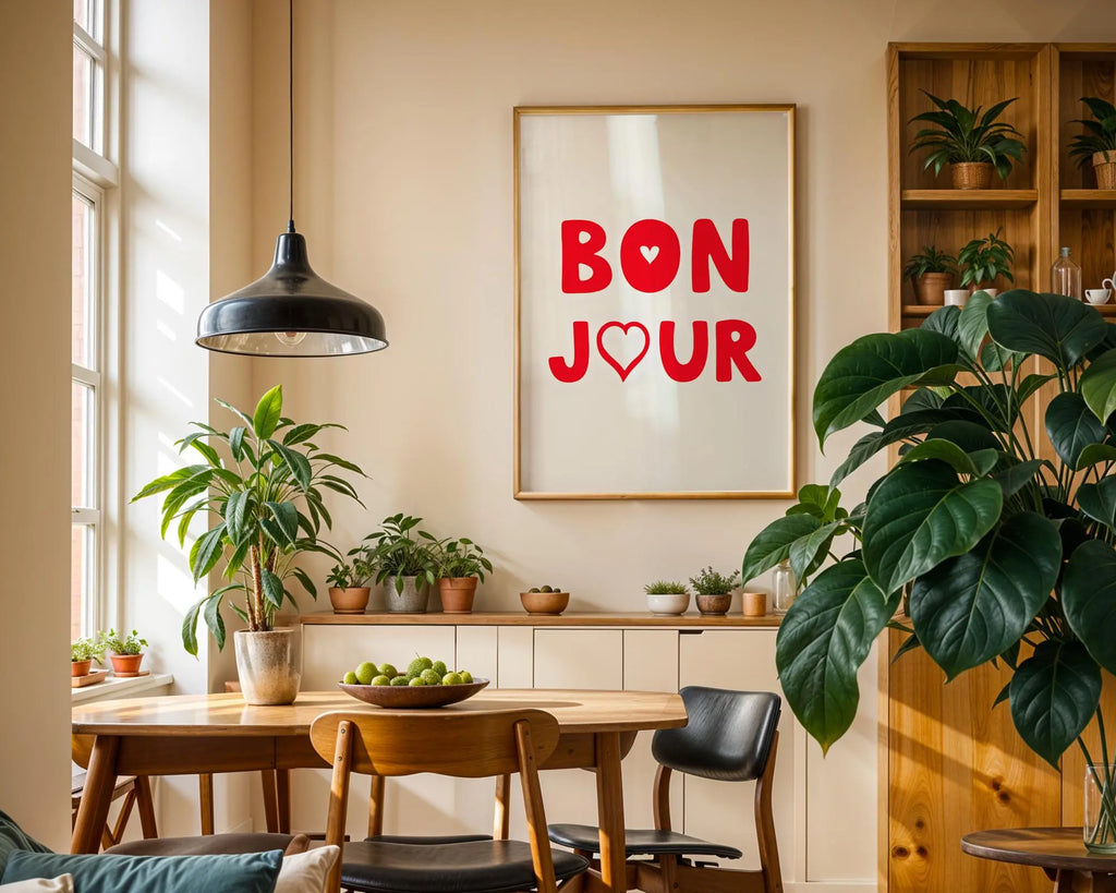 Positive Emotion | Bon Jour | Playful Love Typography Print | Modern Valentine Wall Art wall art print, modern home decor, unframed artwork by Nomad & Nest