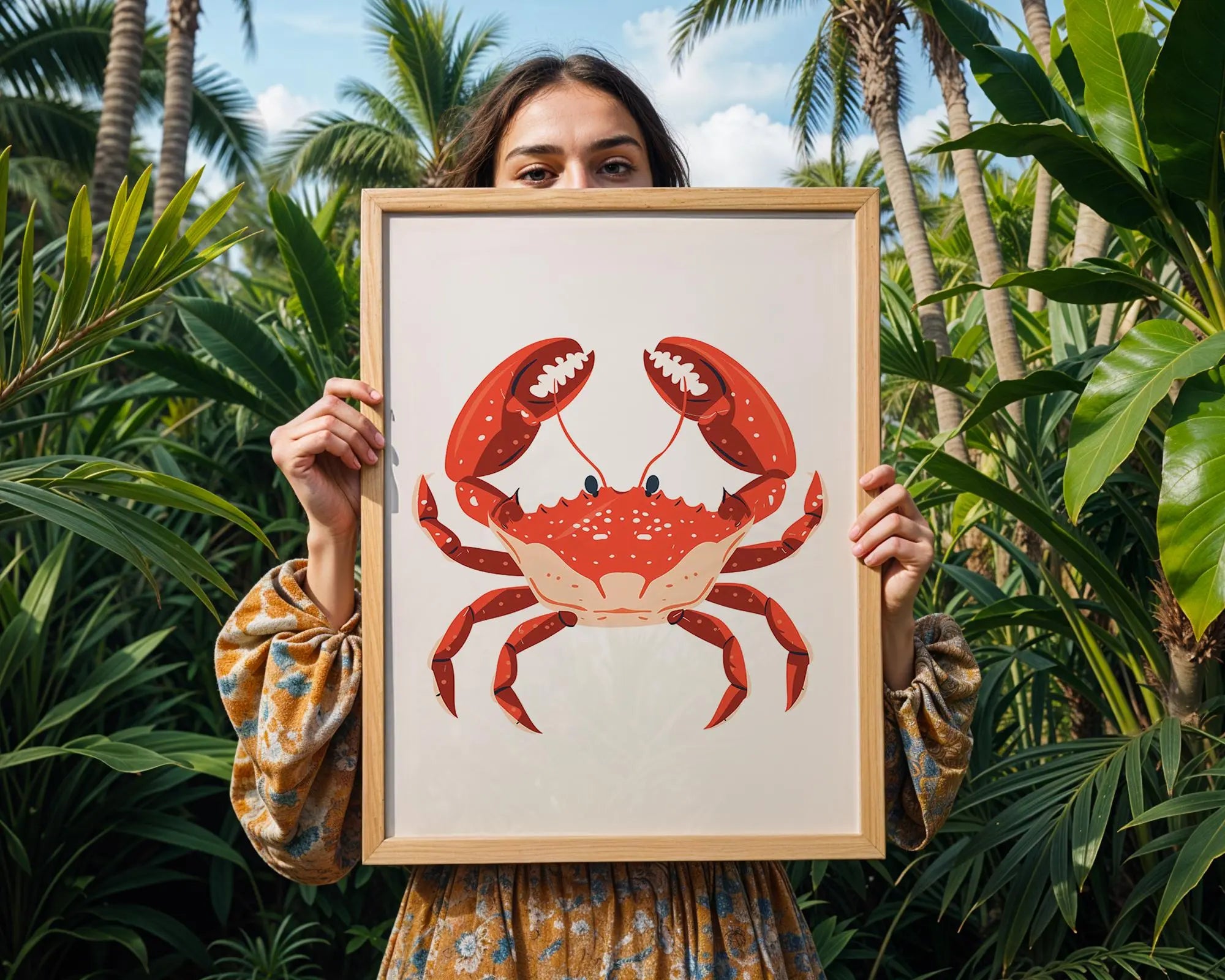 Bold Red Crab Art Print | Coastal Nautical Decor wall art print, modern home decor, unframed artwork by Nomad & Nest