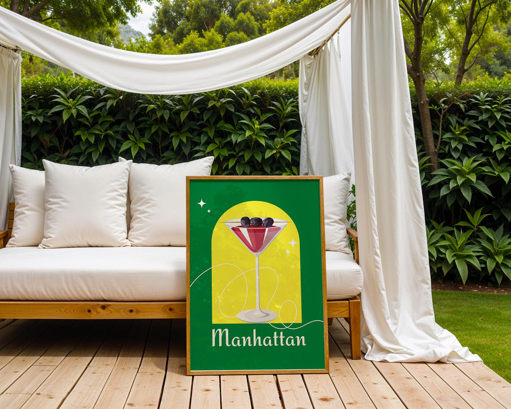 Manhattan Cocktail Art Print | Retro Home Bar Decor wall art print, modern home decor, unframed artwork by Nomad & Nest