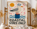 Positive Emotion | Coastal Vibes Only Wall Art | Playful Seagull Illustration | Beach House Deco wall art print, modern home decor, unframed artwork by Nomad & Nest
