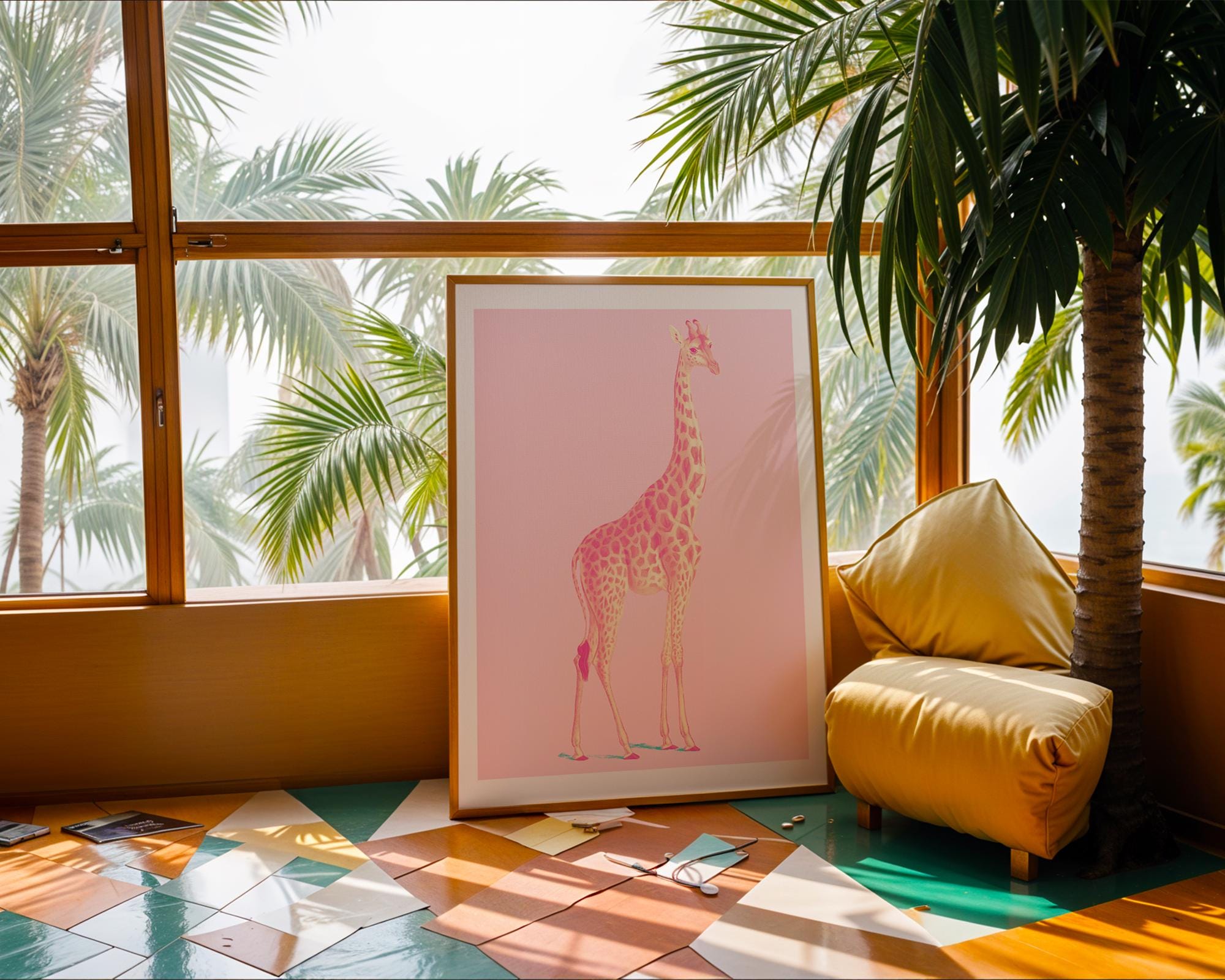 Pink Giraffe Print | Modern Animal Wall Art wall art print, modern home decor, unframed artwork by Nomad & Nest