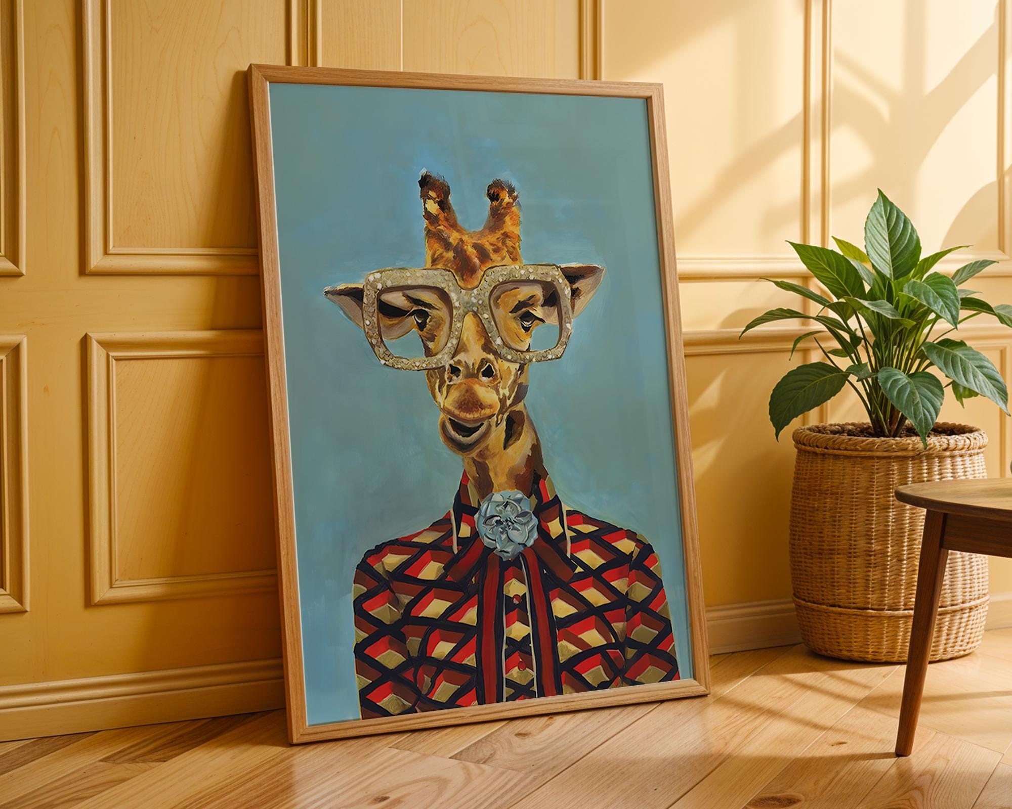 Glam Giraffe Art Print | Safari Animal Poster wall art print, modern home decor, unframed artwork by Nomad & Nest