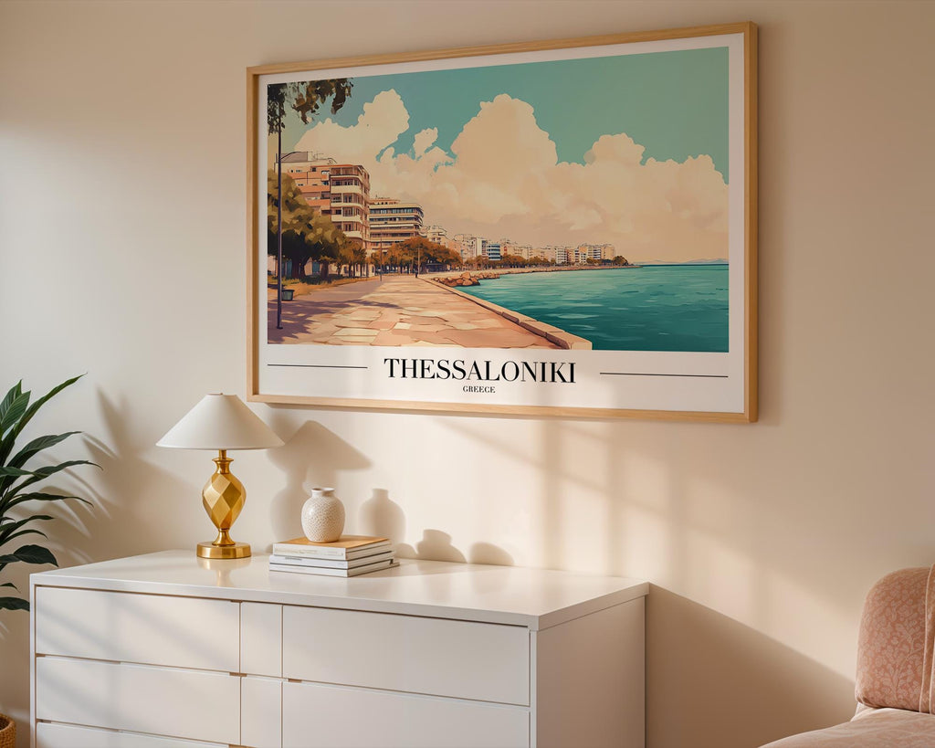 Thessaloniki Greece Travel Poster | Coastal Seaside Art Print wall art print, modern home decor, unframed artwork by Nomad & Nest