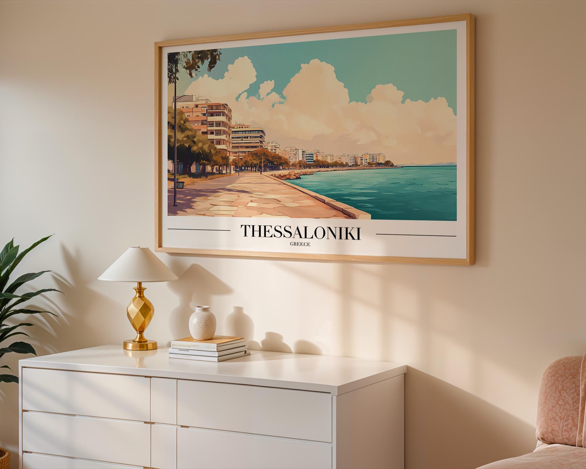 Thessaloniki Greece Travel Poster | Coastal Seaside Art Print wall art print, modern home decor, unframed artwork by Nomad & Nest