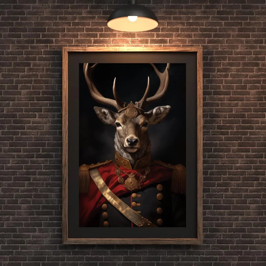 Crowned Stag Portrait Print | Royal Deer Wall Art wall art print, modern home decor, unframed artwork by Nomad & Nest