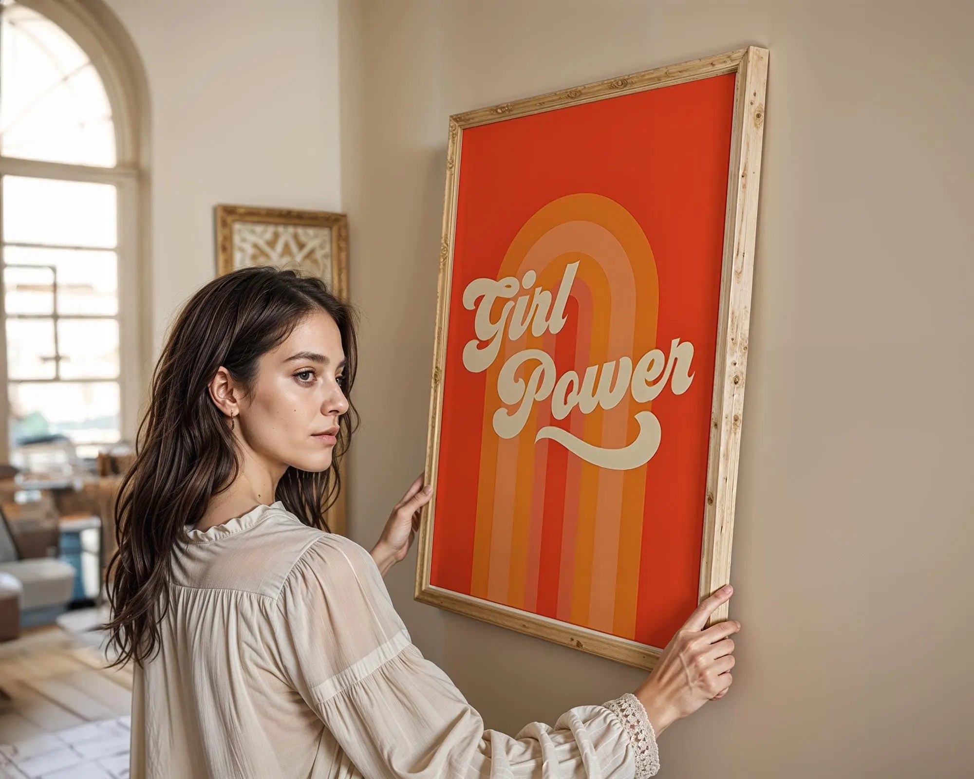Modern Pop Art | Girl Power Retro Print | 70s Style Rainbow wall art print, modern home decor, unframed artwork by Nomad & Nest