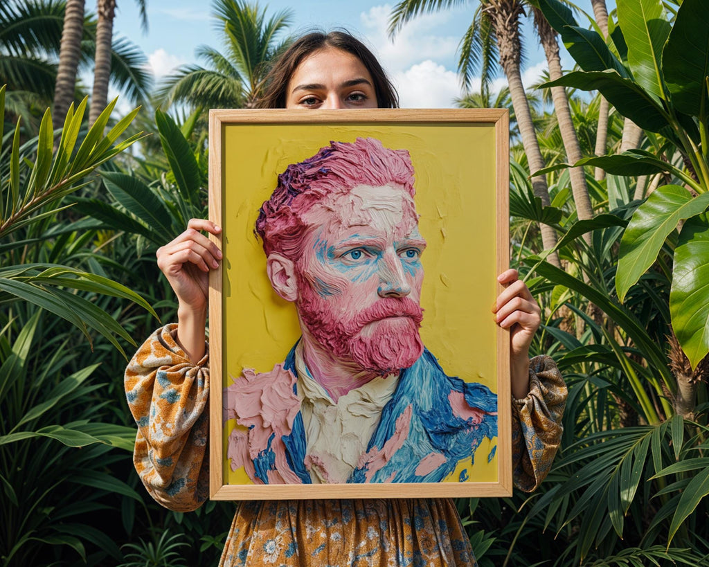 Pop Art Van Gogh Portrait | Pink & Blue Impasto Print wall art print, modern home decor, unframed artwork by Nomad & Nest