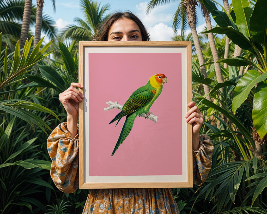 Green Parrot Wall Art | Tropical Bird Poster, Nature Print wall art print, modern home decor, unframed artwork by Nomad & Nest