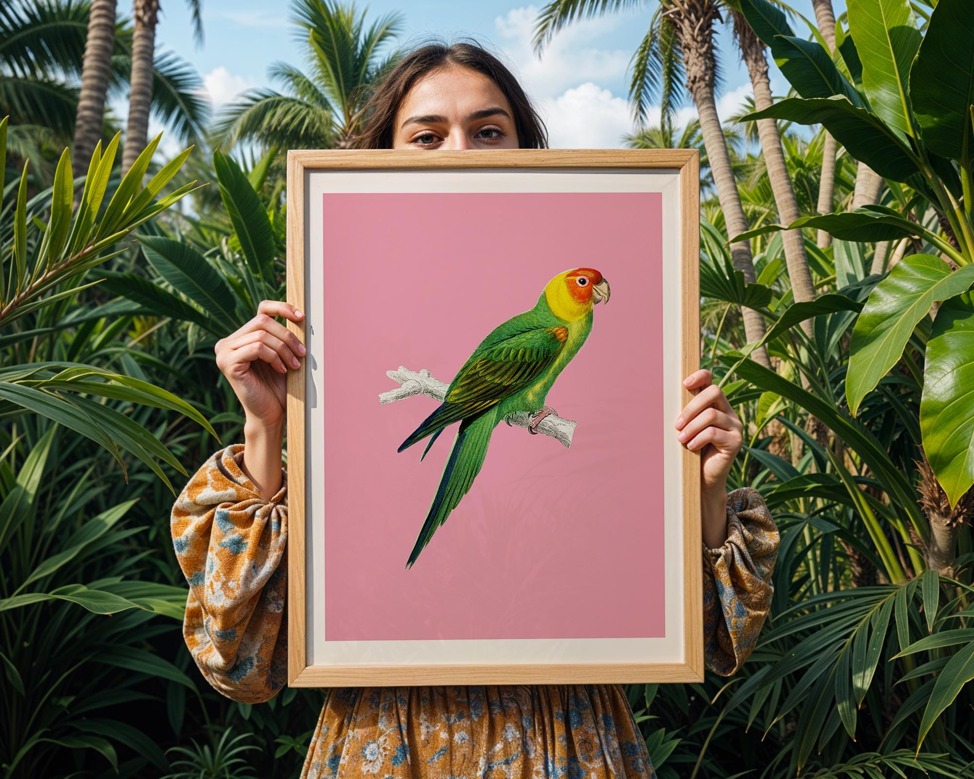 Green Parrot Wall Art | Tropical Bird Poster, Nature Print wall art print, modern home decor, unframed artwork by Nomad & Nest