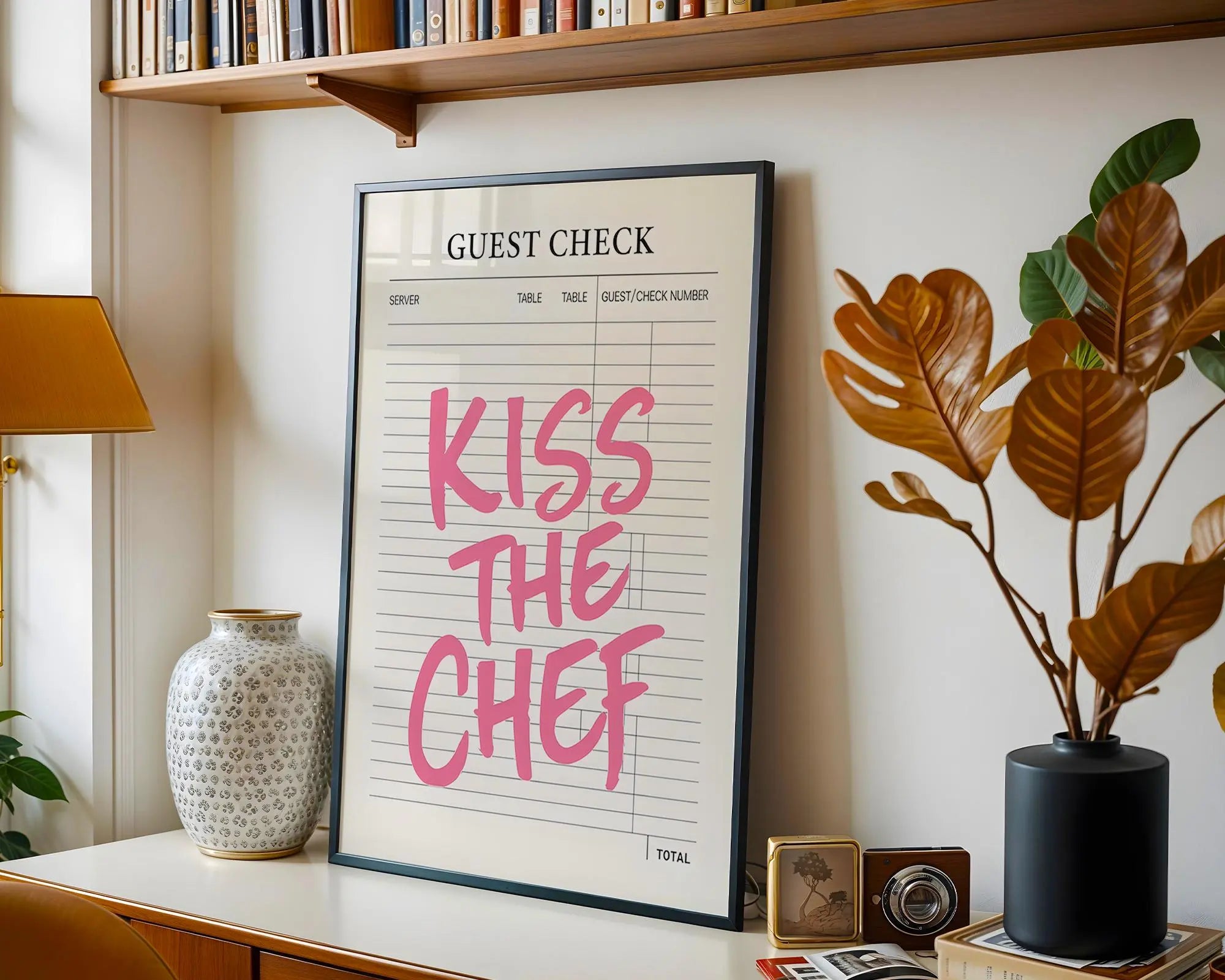 Kiss The Chef Print | Retro Restaurant Wall Art wall art print, modern home decor, unframed artwork by Nomad & Nest