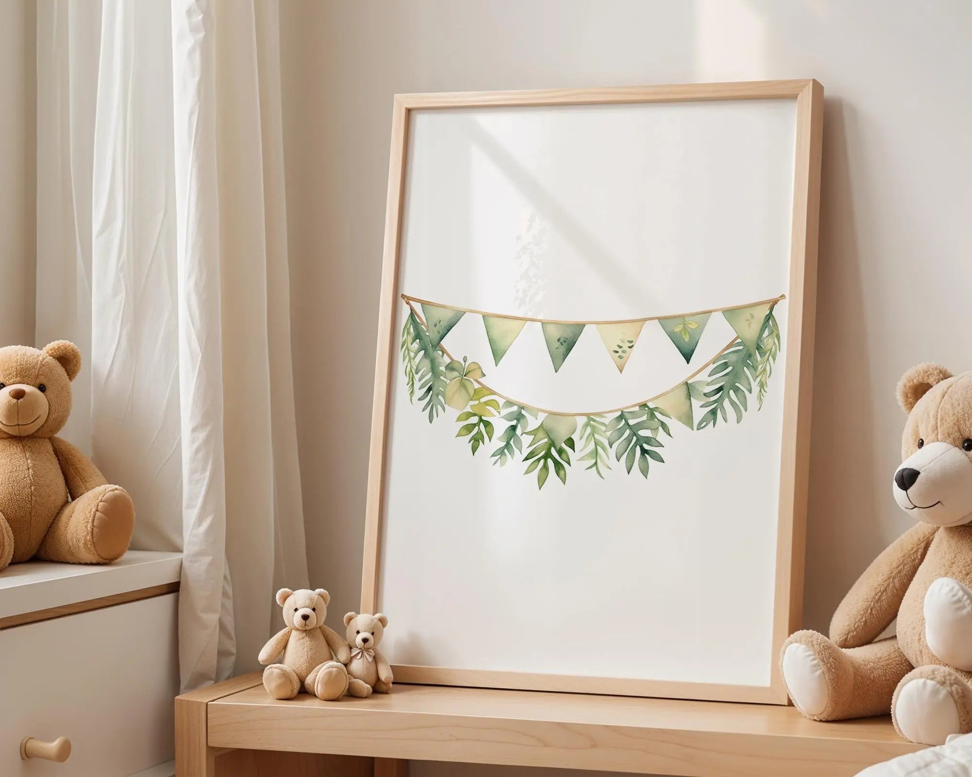 Playroom Ideas | Botanical Bunting Nursery Wall Art | Greenery Baby Decor wall art print, modern home decor, unframed artwork by Nomad & Nest