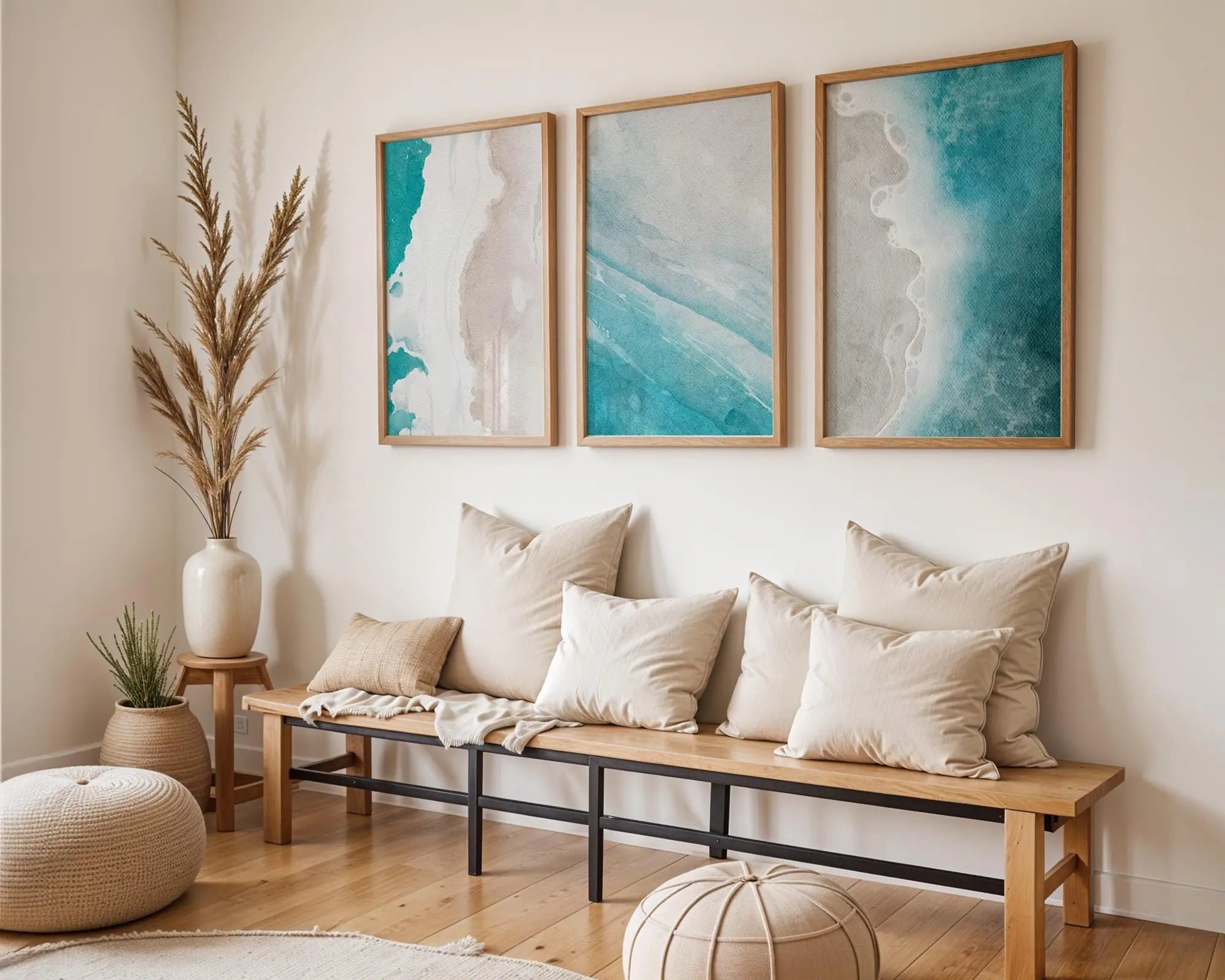 Colourful Prints | Abstract Ocean Art Prints Set | Blue Watercolor Coastal Wall Decor wall art print, modern home decor, unframed artwork by Nomad & Nest