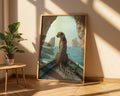 Colourful Prints | Cheetah on Boat Art Print | Coastal Safari Wall Decor wall art print, modern home decor, unframed artwork by Nomad & Nest